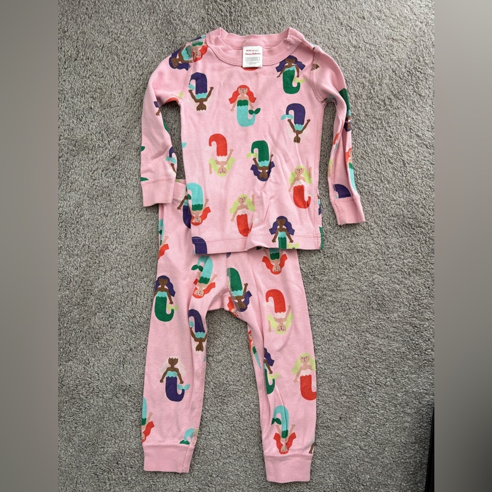 Hanna Andersson Toddler Girl Mermaid Pajamas Long Sleeve Size 80 2T